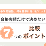 中学受験塾の選び方を7つのポイントで示した図